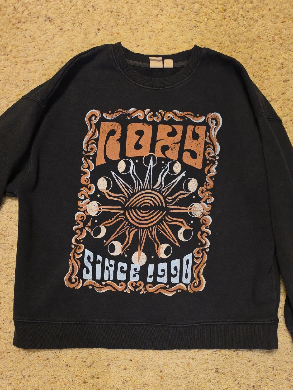 Roxy Black Crewneck Sweatshirt with Design